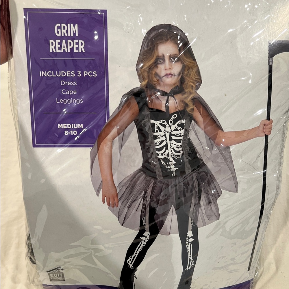 Party City Grim Reaper Kids Costume - Black and White